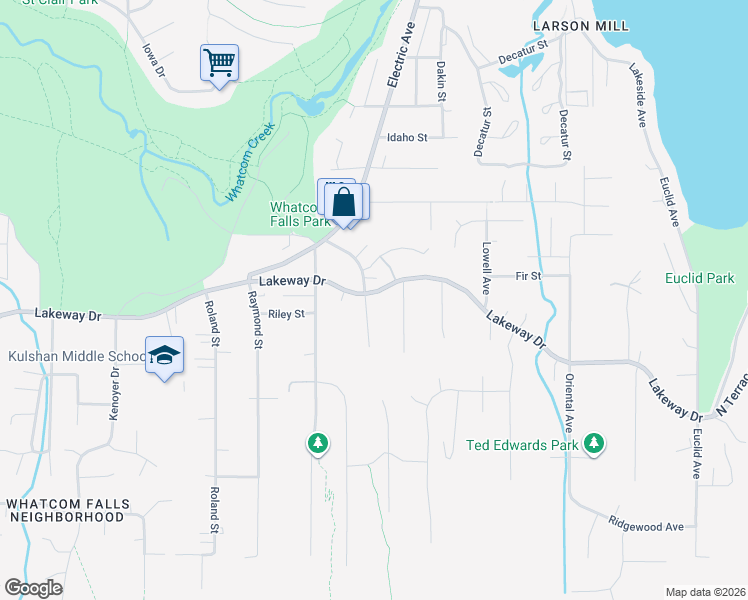 map of restaurants, bars, coffee shops, grocery stores, and more near 3700 Lakeway Drive in Bellingham