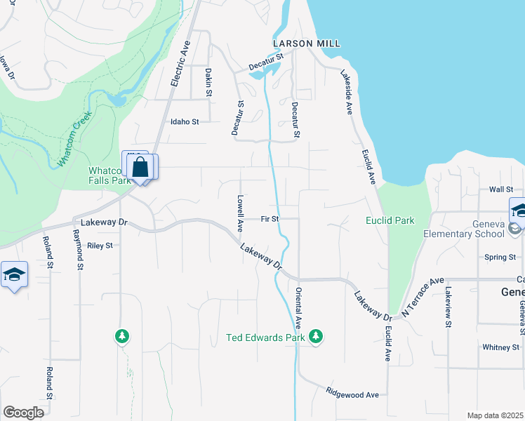 map of restaurants, bars, coffee shops, grocery stores, and more near 4020 Fir Street in Bellingham