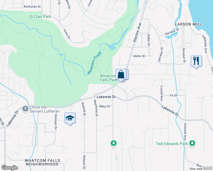 map of restaurants, bars, coffee shops, grocery stores, and more near 3552 Sunset Lane in Bellingham