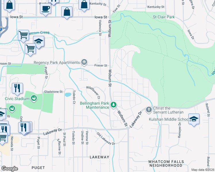 map of restaurants, bars, coffee shops, grocery stores, and more near 1450 Sweetbay Court in Bellingham