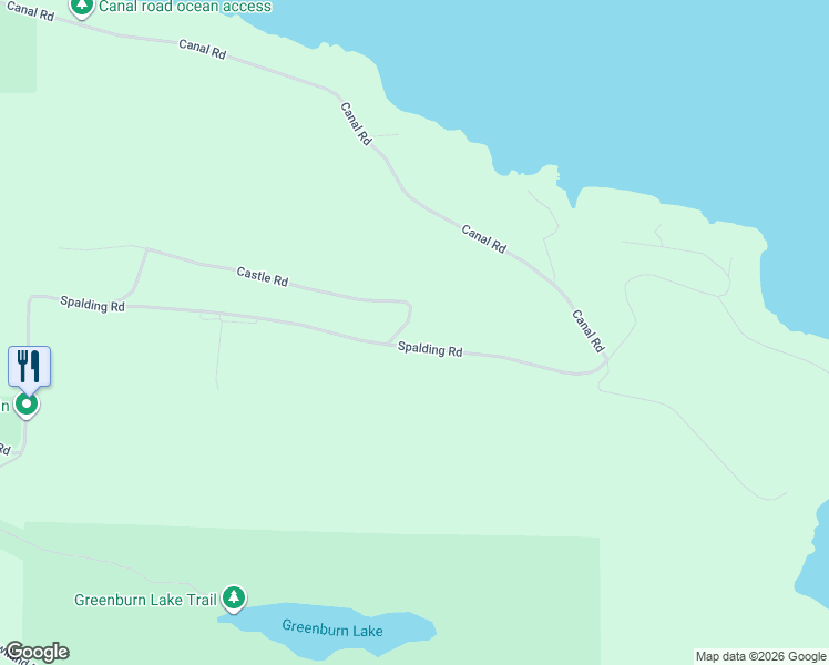 map of restaurants, bars, coffee shops, grocery stores, and more near Castle Road in Pender Island