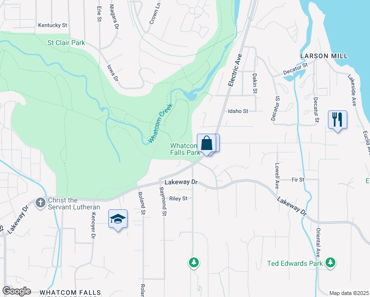 map of restaurants, bars, coffee shops, grocery stores, and more near 3552 Sunset Lane in Bellingham