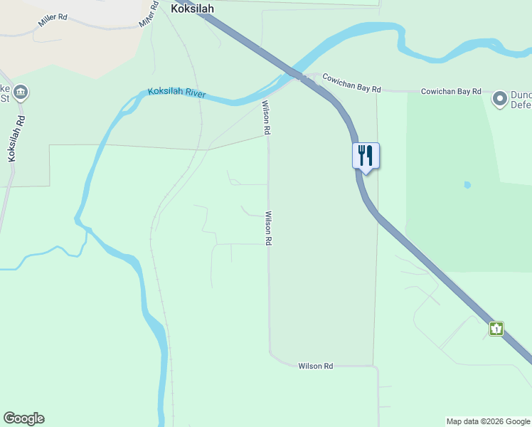 map of restaurants, bars, coffee shops, grocery stores, and more near 4970 Wilson Road in Duncan