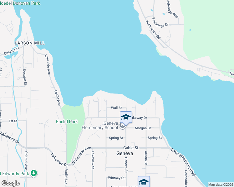 map of restaurants, bars, coffee shops, grocery stores, and more near 4521 Wall Street in Bellingham