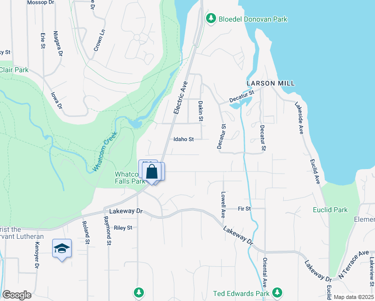 map of restaurants, bars, coffee shops, grocery stores, and more near 3822 Fraser Street in Bellingham
