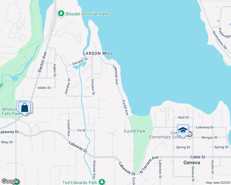 map of restaurants, bars, coffee shops, grocery stores, and more near 1623 Euclid Avenue in Bellingham