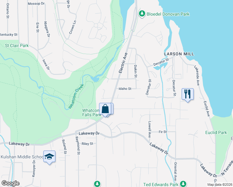 map of restaurants, bars, coffee shops, grocery stores, and more near in Bellingham