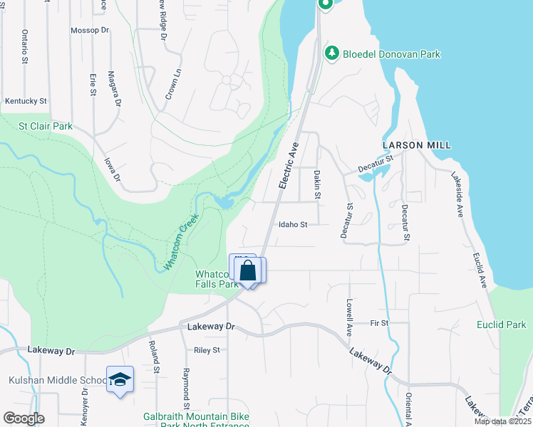 map of restaurants, bars, coffee shops, grocery stores, and more near 1737 Electric Avenue in Bellingham