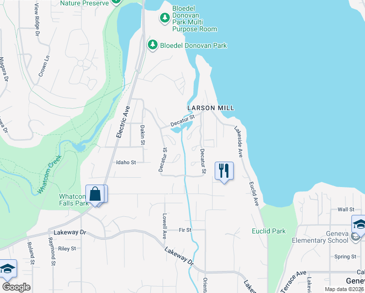 map of restaurants, bars, coffee shops, grocery stores, and more near 4000 Flynn Street in Bellingham