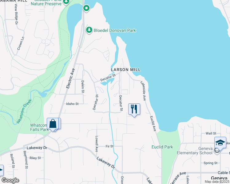 map of restaurants, bars, coffee shops, grocery stores, and more near 4000 Flynn Street in Bellingham