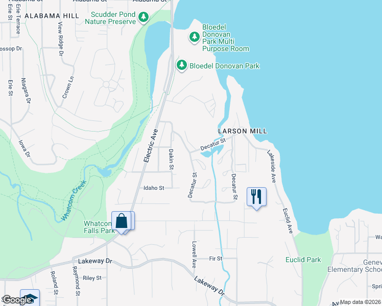 map of restaurants, bars, coffee shops, grocery stores, and more near 3993 Schuleyman Road in Lynden