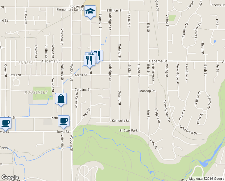map of restaurants, bars, coffee shops, grocery stores, and more near 2219 Ontario Street in Bellingham