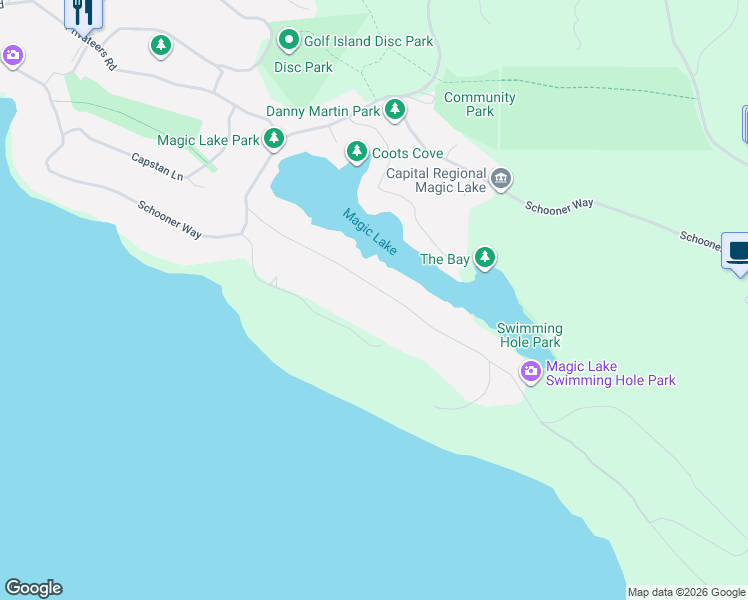 map of restaurants, bars, coffee shops, grocery stores, and more near 3839 Pirates Road in Pender Island