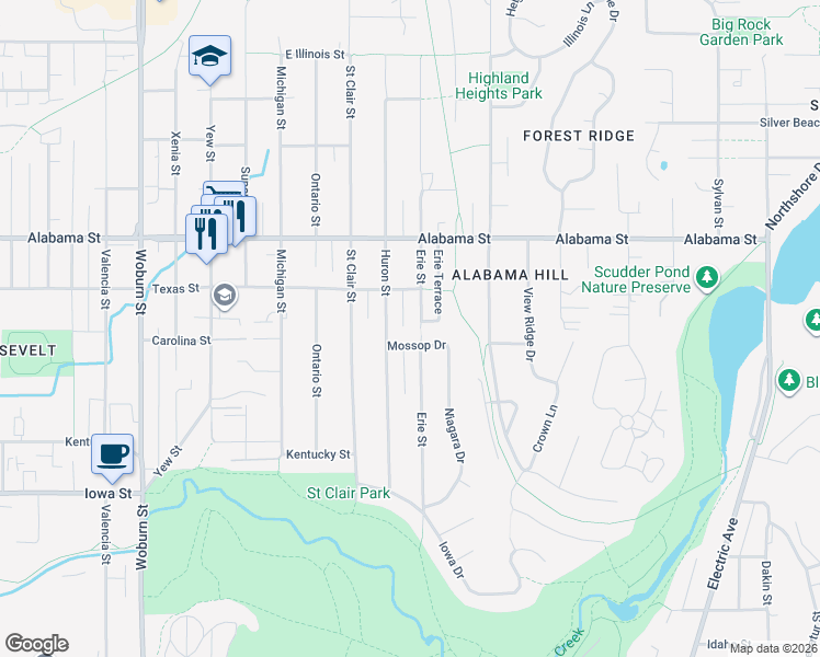 map of restaurants, bars, coffee shops, grocery stores, and more near 2915 Mossop Drive in Bellingham