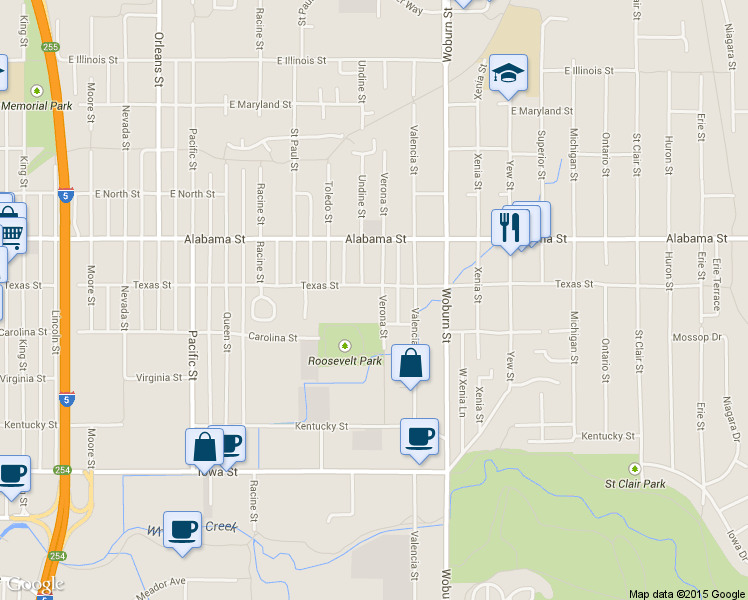 map of restaurants, bars, coffee shops, grocery stores, and more near 2401 Verona Street in Bellingham