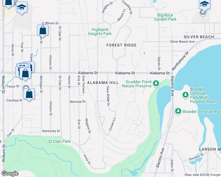map of restaurants, bars, coffee shops, grocery stores, and more near 2408 View Ridge Drive in Bellingham