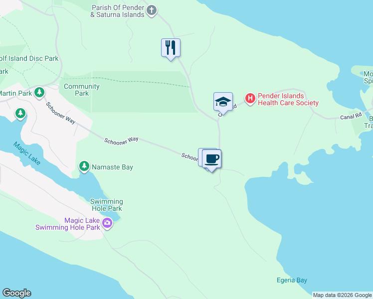 map of restaurants, bars, coffee shops, grocery stores, and more near 4815 Schooner Way in Southern Gulf Islands