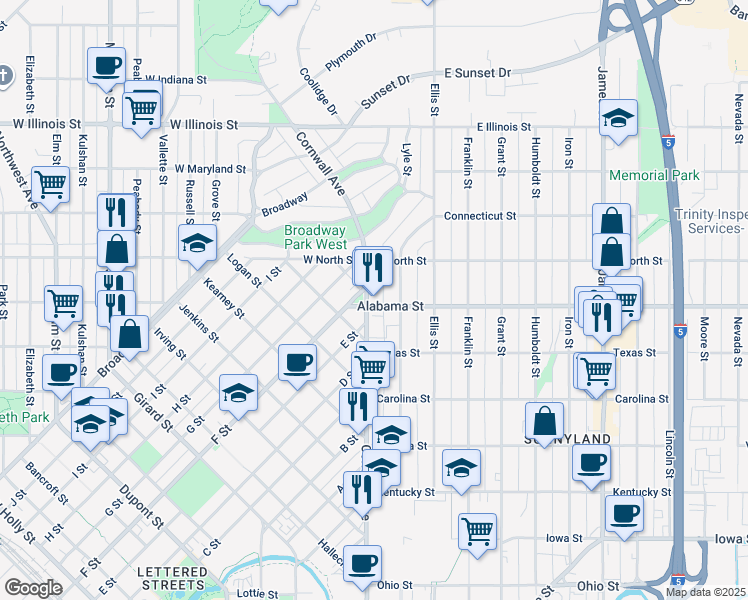 map of restaurants, bars, coffee shops, grocery stores, and more near in Bellingham