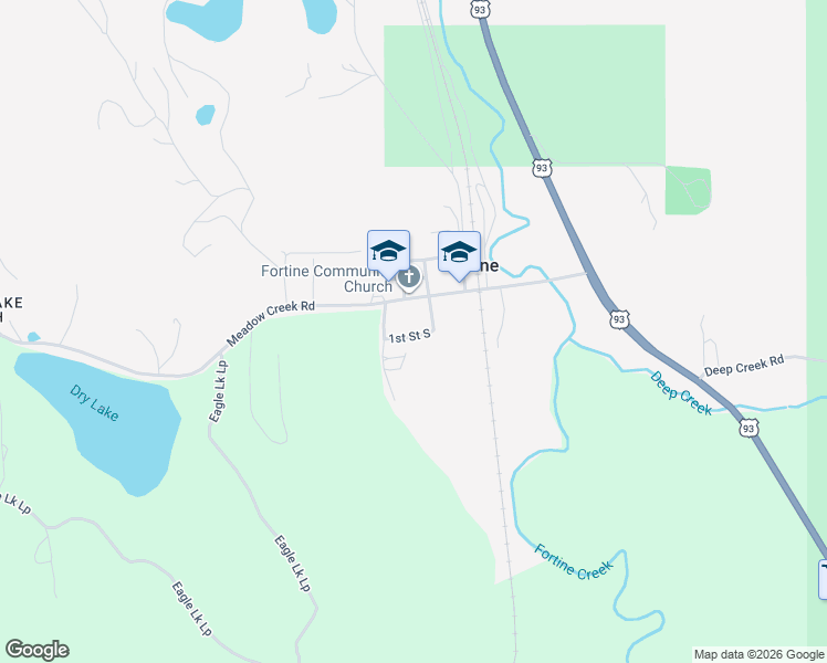 map of restaurants, bars, coffee shops, grocery stores, and more near 235 1st Street North in Fortine