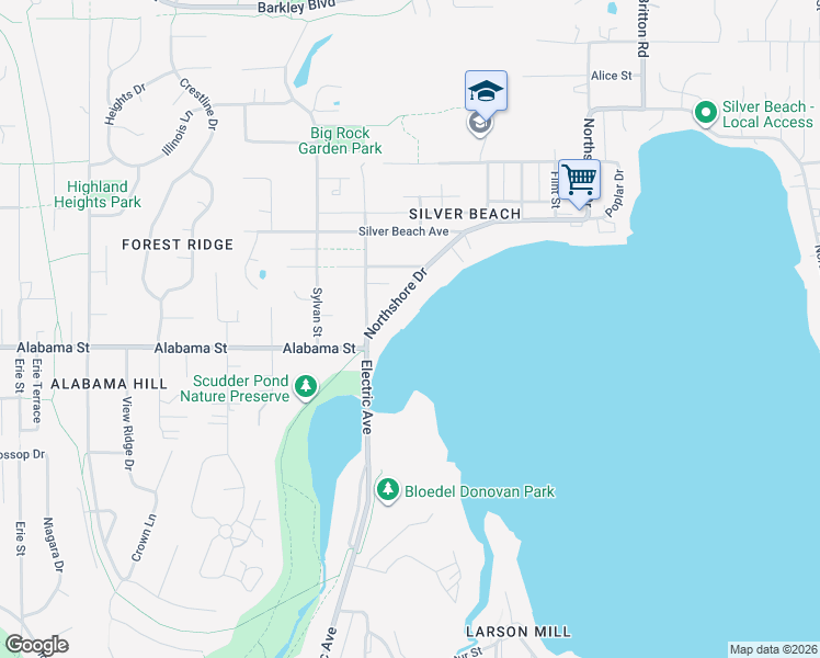 map of restaurants, bars, coffee shops, grocery stores, and more near 120 Northshore Drive in Bellingham
