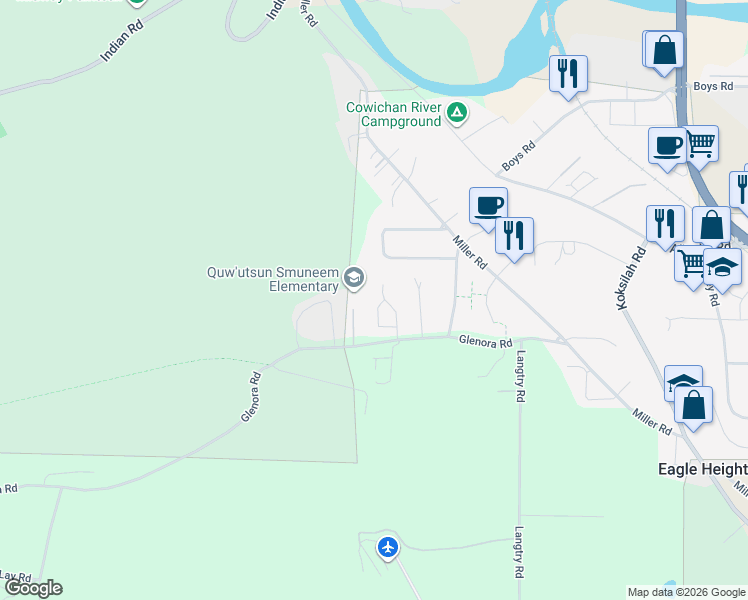 map of restaurants, bars, coffee shops, grocery stores, and more near 3136 Brandt Crescent in Duncan