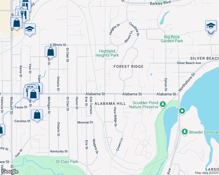 map of restaurants, bars, coffee shops, grocery stores, and more near 2522 Vining Street in Bellingham