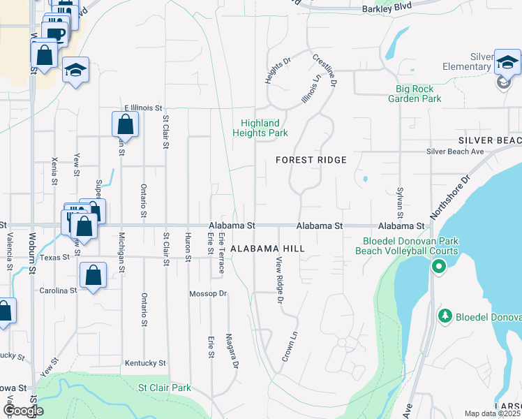 map of restaurants, bars, coffee shops, grocery stores, and more near 2518 Vining Street in Bellingham
