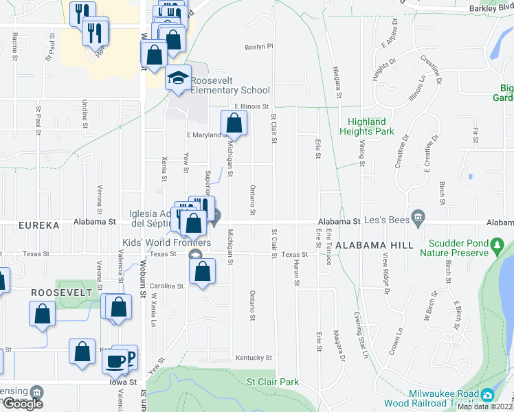 map of restaurants, bars, coffee shops, grocery stores, and more near 2518 Ontario Street in Bellingham