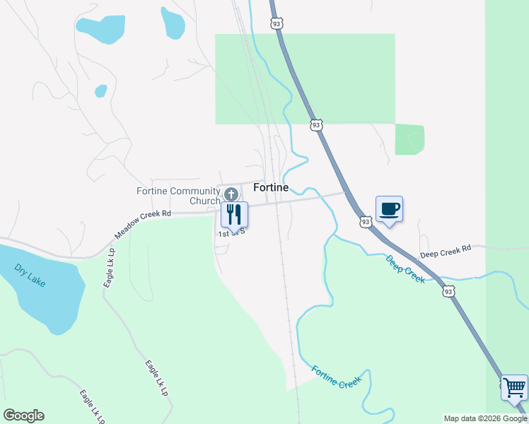 map of restaurants, bars, coffee shops, grocery stores, and more near 169 Meadow Creek Road in Fortine