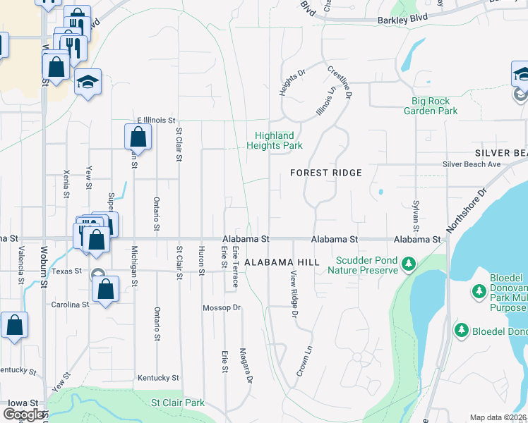 map of restaurants, bars, coffee shops, grocery stores, and more near 2518 Vining Street in Bellingham