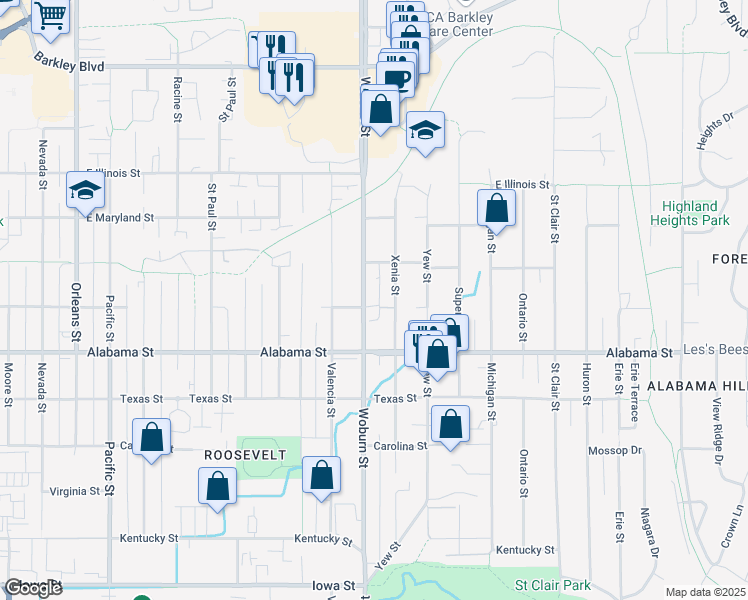 map of restaurants, bars, coffee shops, grocery stores, and more near 2618 Woburn Street in Bellingham