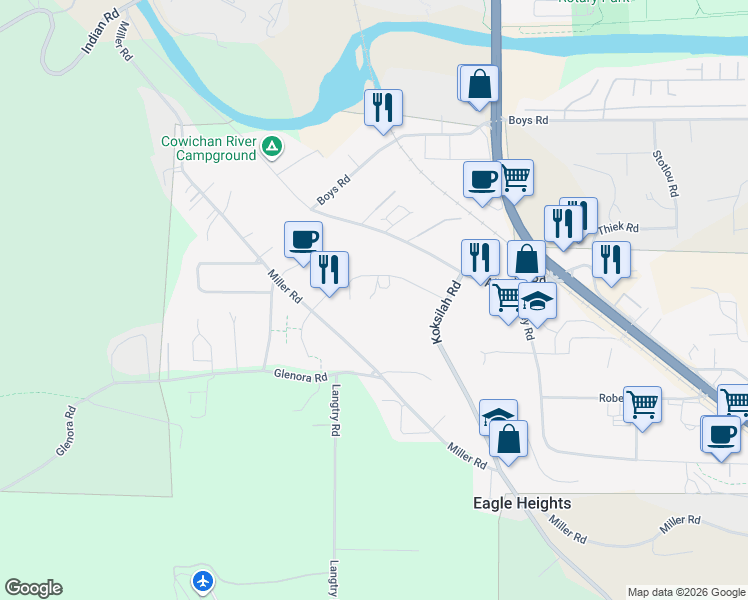 map of restaurants, bars, coffee shops, grocery stores, and more near in Duncan