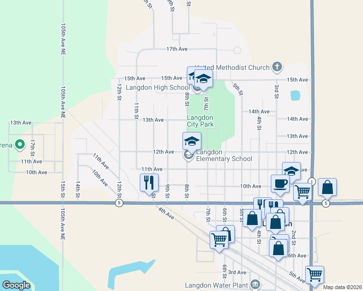 map of restaurants, bars, coffee shops, grocery stores, and more near 1201-1299 Arbor Street in Langdon