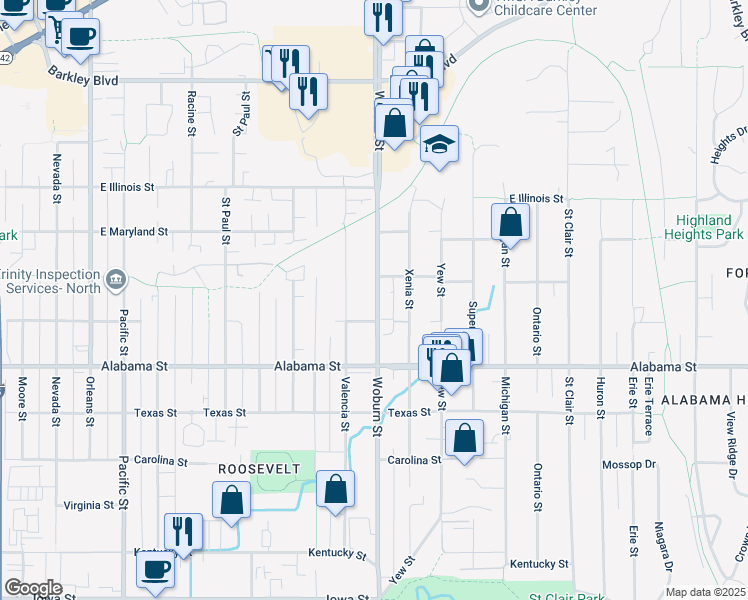 map of restaurants, bars, coffee shops, grocery stores, and more near 2618 Woburn Street in Bellingham