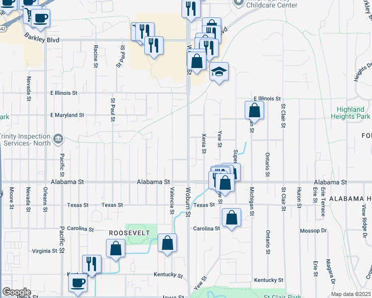 map of restaurants, bars, coffee shops, grocery stores, and more near 2618 Woburn Street in Bellingham