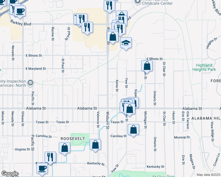 map of restaurants, bars, coffee shops, grocery stores, and more near 2618 Woburn St in Bellingham
