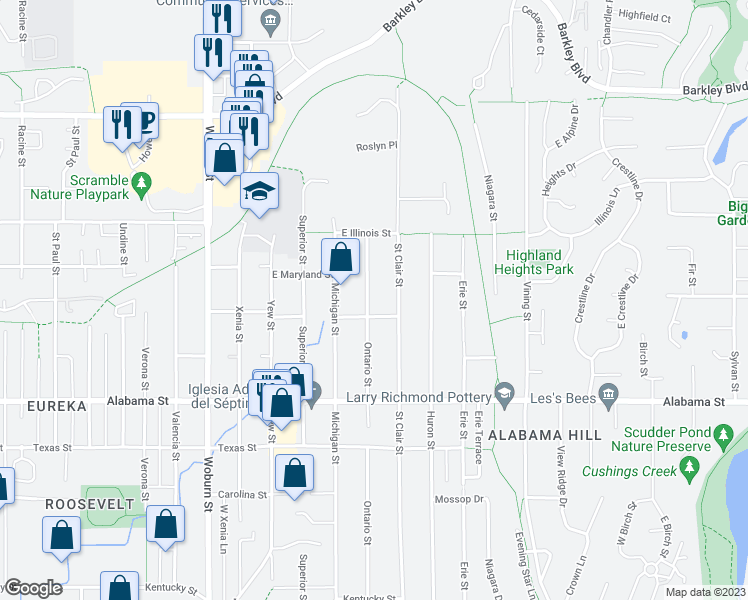 map of restaurants, bars, coffee shops, grocery stores, and more near 2710 Ontario Street in Bellingham