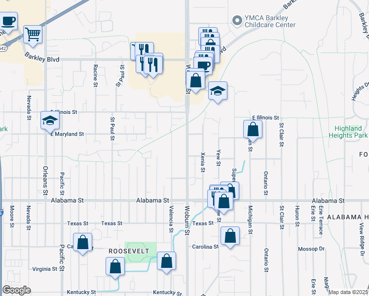 map of restaurants, bars, coffee shops, grocery stores, and more near 2730 Woburn Street in Bellingham