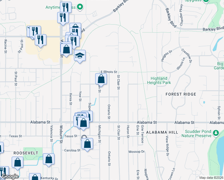 map of restaurants, bars, coffee shops, grocery stores, and more near 2733 Saint Clair Street in Bellingham
