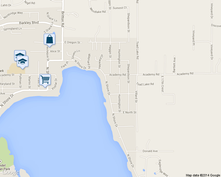 map of restaurants, bars, coffee shops, grocery stores, and more near 1407 North Shore Drive in Bellingham