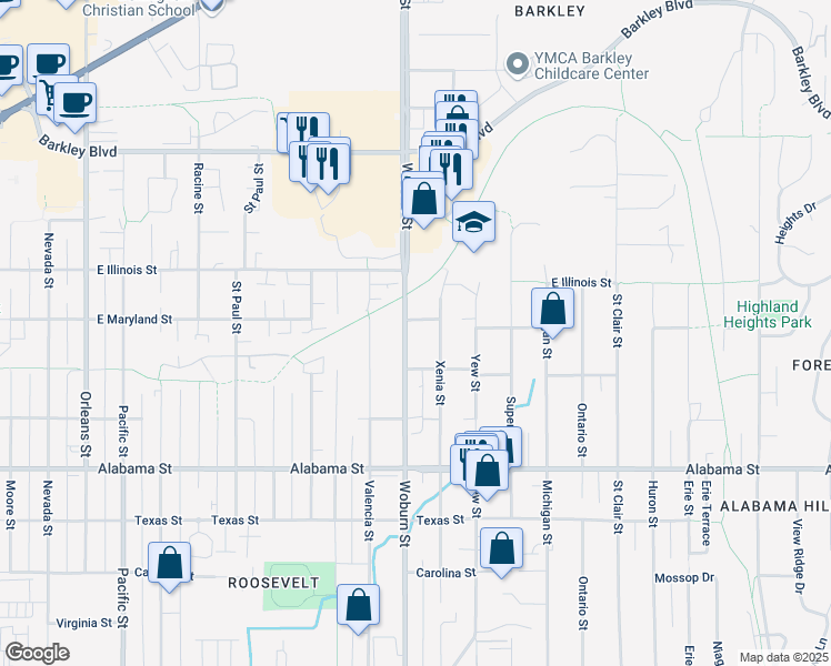 map of restaurants, bars, coffee shops, grocery stores, and more near 2730 Woburn St in Bellingham