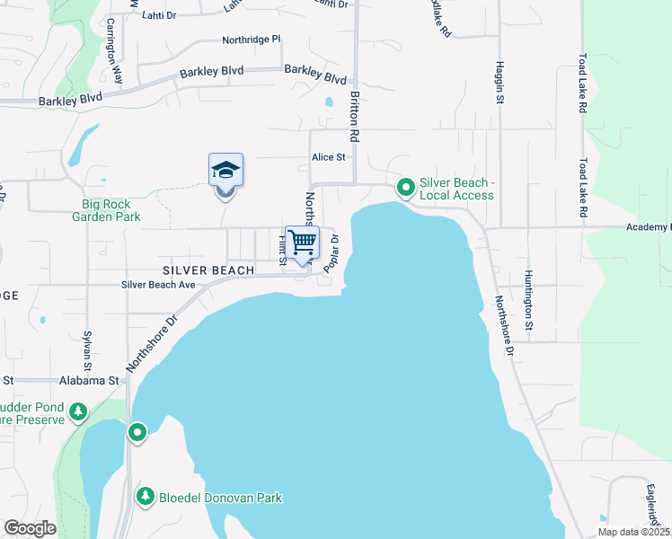 map of restaurants, bars, coffee shops, grocery stores, and more near 720 Poplar Drive in Bellingham