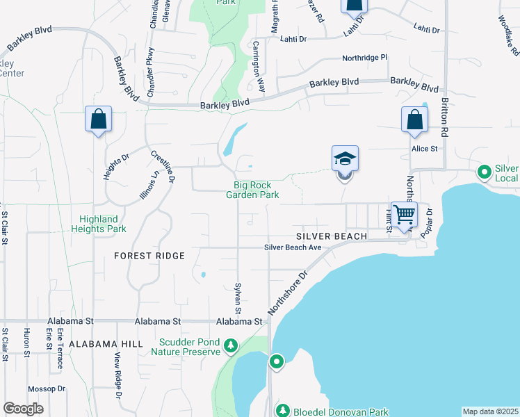 map of restaurants, bars, coffee shops, grocery stores, and more near 2901 Dakin Street in Bellingham