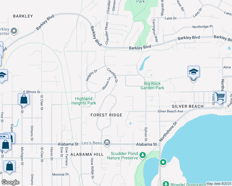 map of restaurants, bars, coffee shops, grocery stores, and more near 2900 Crestline Drive in Bellingham