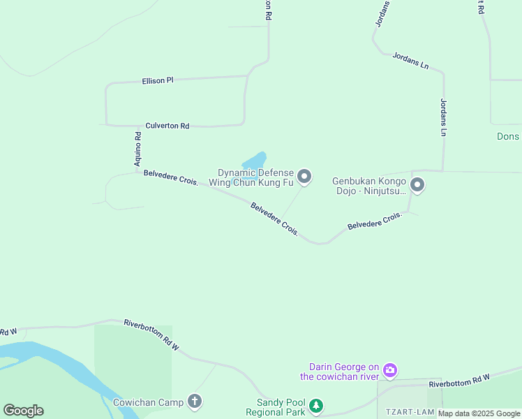 map of restaurants, bars, coffee shops, grocery stores, and more near Belvedere Crescent in Duncan