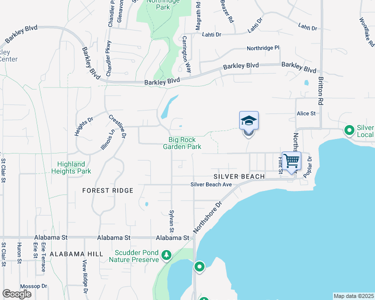 map of restaurants, bars, coffee shops, grocery stores, and more near 2901 Dakin Street in Bellingham