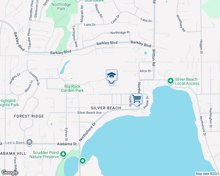 map of restaurants, bars, coffee shops, grocery stores, and more near 4101 Academy Street in Bellingham