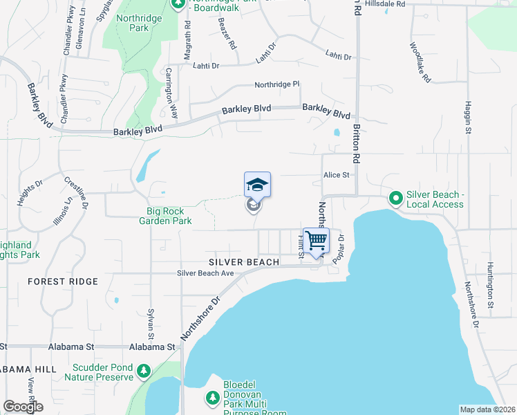 map of restaurants, bars, coffee shops, grocery stores, and more near 4101 Academy Street in Bellingham