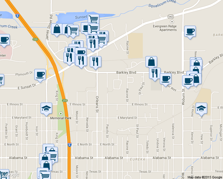 map of restaurants, bars, coffee shops, grocery stores, and more near 3022 Barkley Meadows Circle in Bellingham