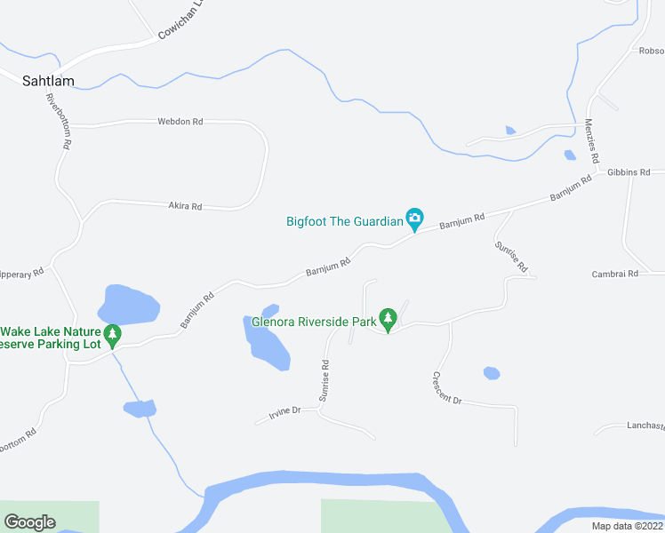 map of restaurants, bars, coffee shops, grocery stores, and more near Barnjum Road in Cowichan Valley